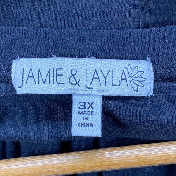 Jamie & Layla Tiered Dress Casual Midi Short Sleeve Knit Comfy Black 3X - Picture 5 of 7
